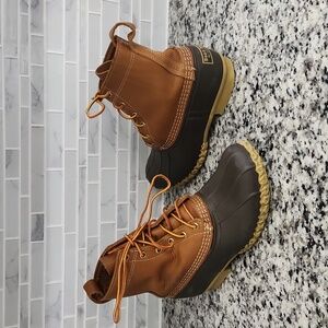 Men's Brown L.L Bean Rubber / Leather Boots sz 6.5 M rain snow winter